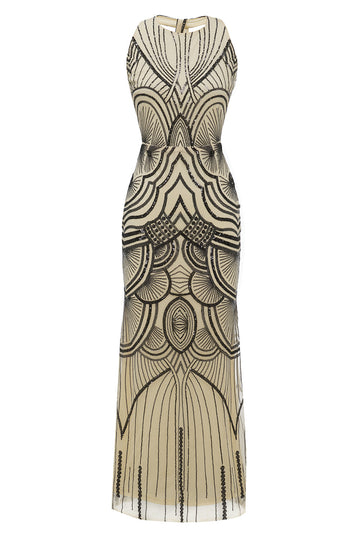 Sexet backless sort gylden 1920'erne kjole